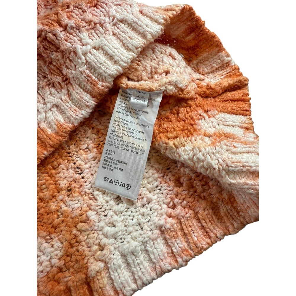 Pilcro Sweater Womens XL Orange White V Neck Open Knit Tie Dye Pullover Top - Picture 4 of 7